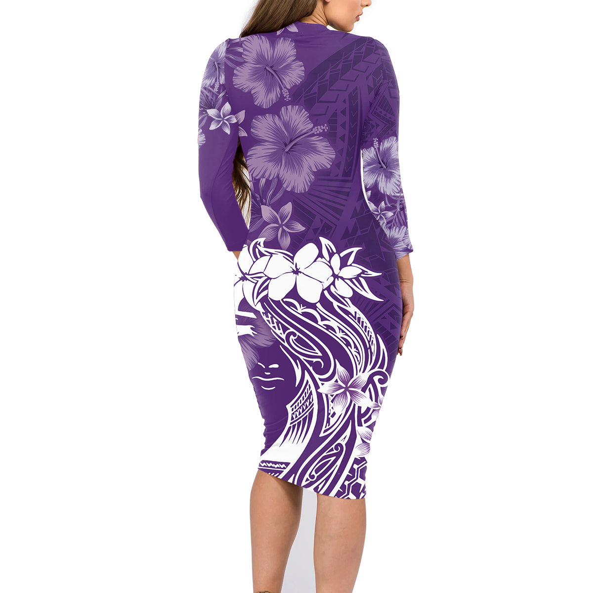 Polynesian Women's Day Family Matching Long Sleeve Bodycon Dress and Hawaiian Shirt Plumeria Passion Purple Polynesian Women's Day Family Matching Long Sleeve Bodycon Dress and Hawaiian Shirt Plumeria Passion Purple
