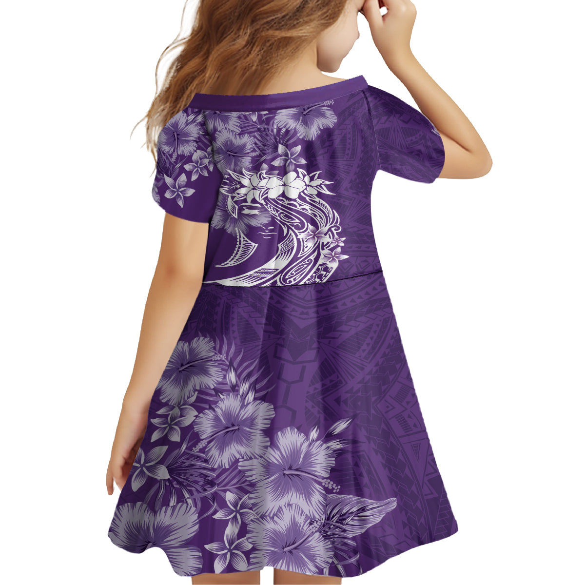 Polynesian Women's Day Family Matching Off Shoulder Short Dress and Hawaiian Shirt Plumeria Passion - Purple LT7 - Polynesian Pride