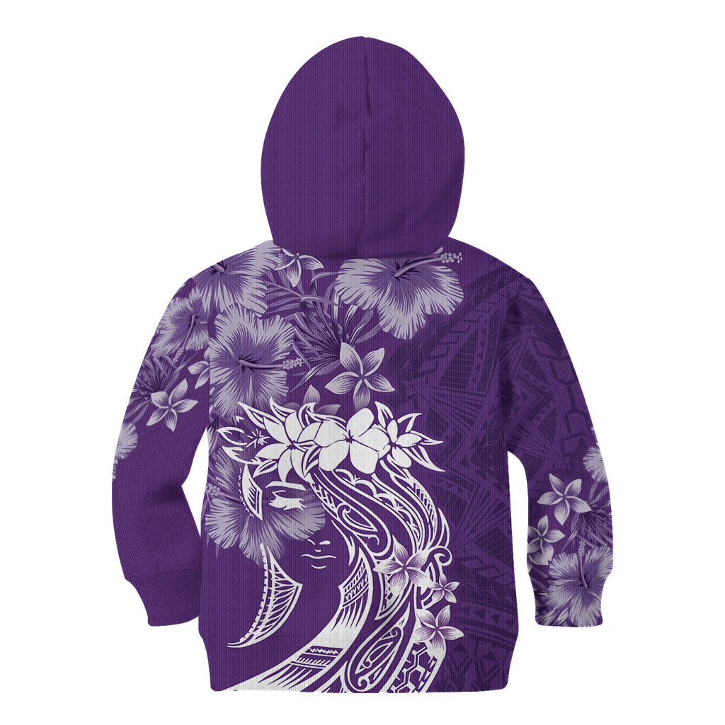 Polynesian Women's Day Kid Hoodie Plumeria Passion - Purple LT7 - Polynesian Pride