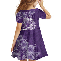 Polynesian Women's Day Kid Short Sleeve Dress Plumeria Passion - Purple LT7 - Polynesian Pride