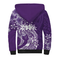 Polynesian Women's Day Sherpa Hoodie Plumeria Passion - Purple LT7 - Polynesian Pride