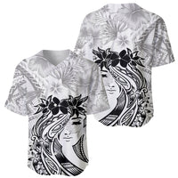 Polynesian Women's Day Baseball Jersey Plumeria Passion - White LT7 - Polynesian Pride