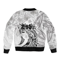 Polynesian Women's Day Bomber Jacket Plumeria Passion - White LT7 - Polynesian Pride