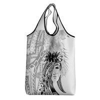 Polynesian Women's Day Grocery Bag Plumeria Passion - White