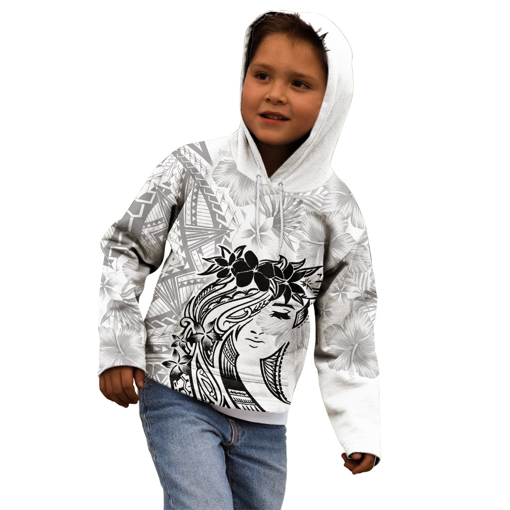 Polynesian Women's Day Kid Hoodie Plumeria Passion - White LT7 - Polynesian Pride