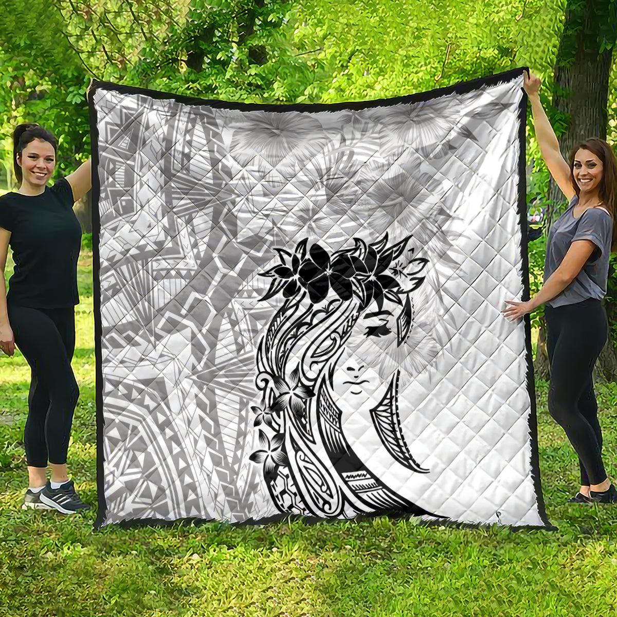 Polynesian Women's Day Quilt Plumeria Passion - White LT7 - Polynesian Pride