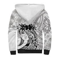 Polynesian Women's Day Sherpa Hoodie Plumeria Passion - White LT7 - Polynesian Pride