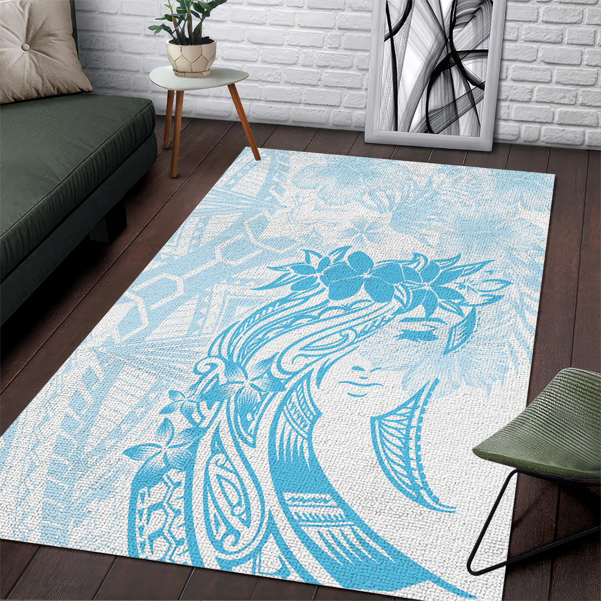Polynesian Women's Day Area Rug Plumeria Passion - Turquoise LT7 Turquoise - Polynesian Pride