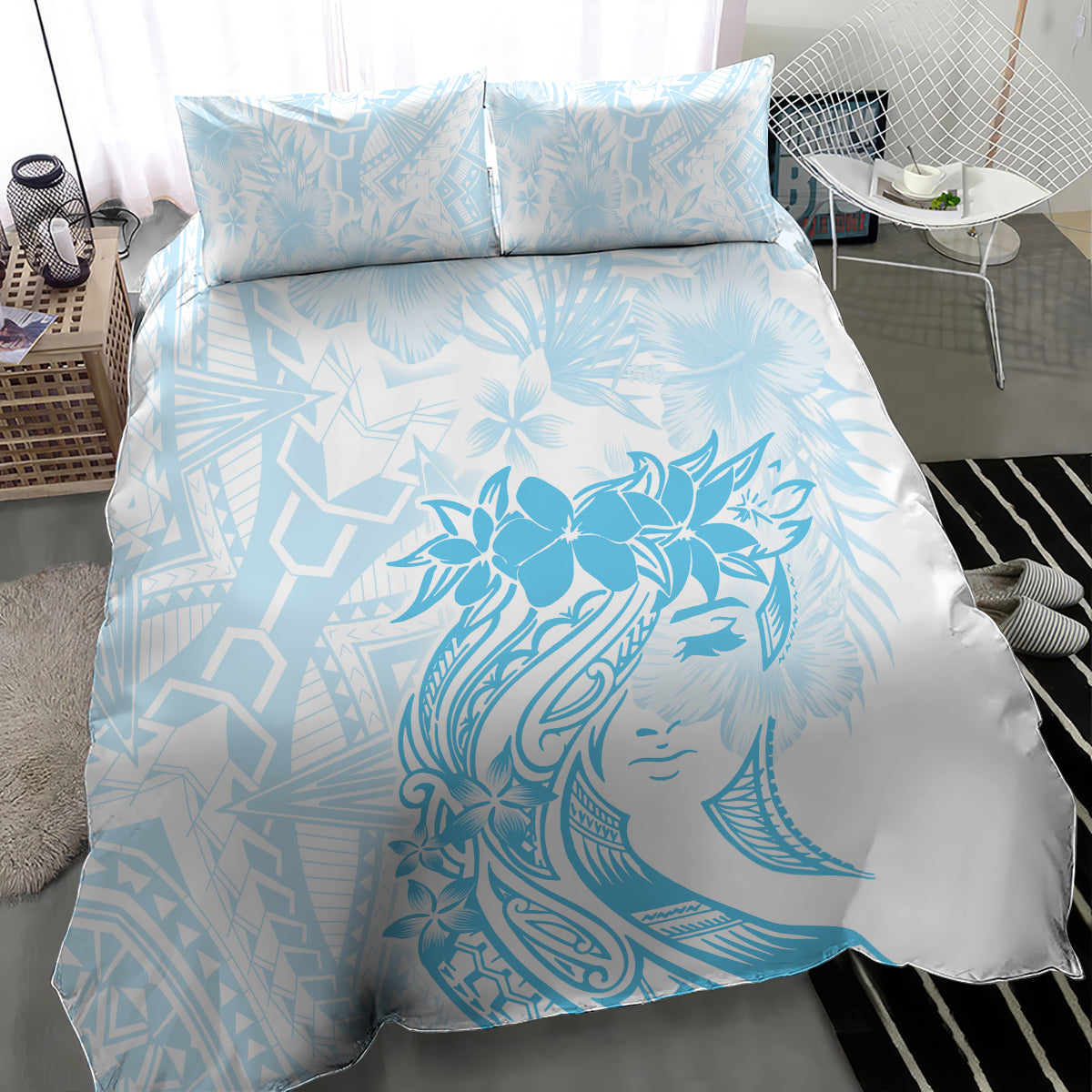 Polynesian Women's Day Bedding Set Plumeria Passion - Turquoise LT7 - Polynesian Pride