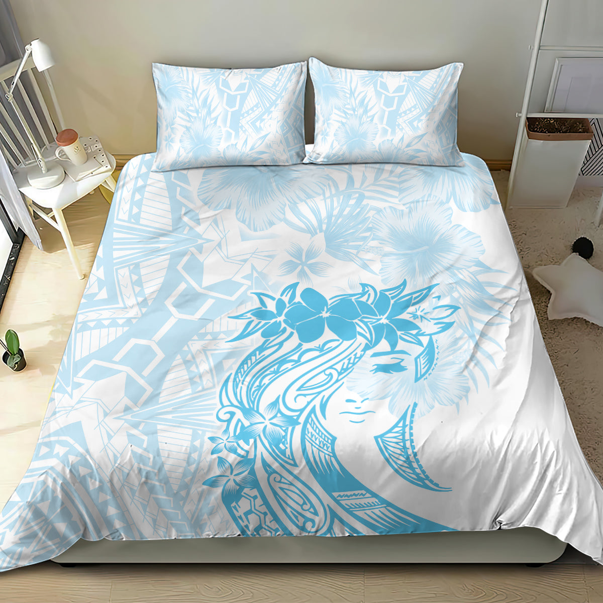 Polynesian Women's Day Bedding Set Plumeria Passion - Turquoise LT7 - Polynesian Pride