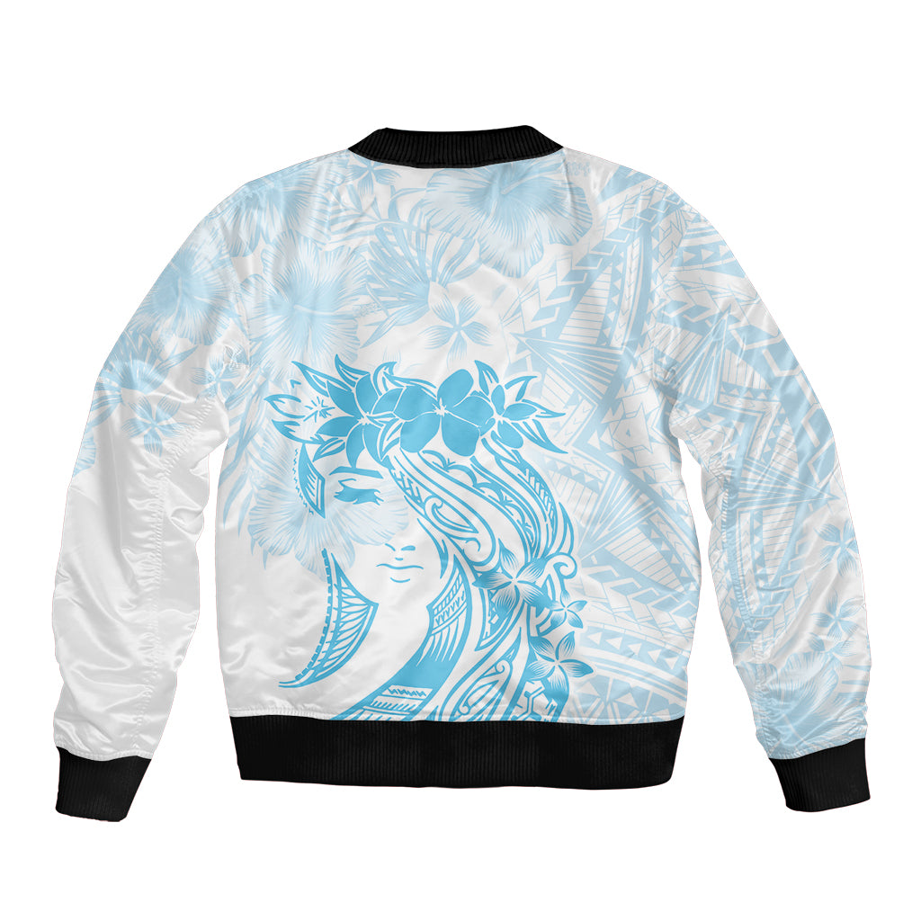 Polynesian Women's Day Bomber Jacket Plumeria Passion - Turquoise LT7 - Polynesian Pride