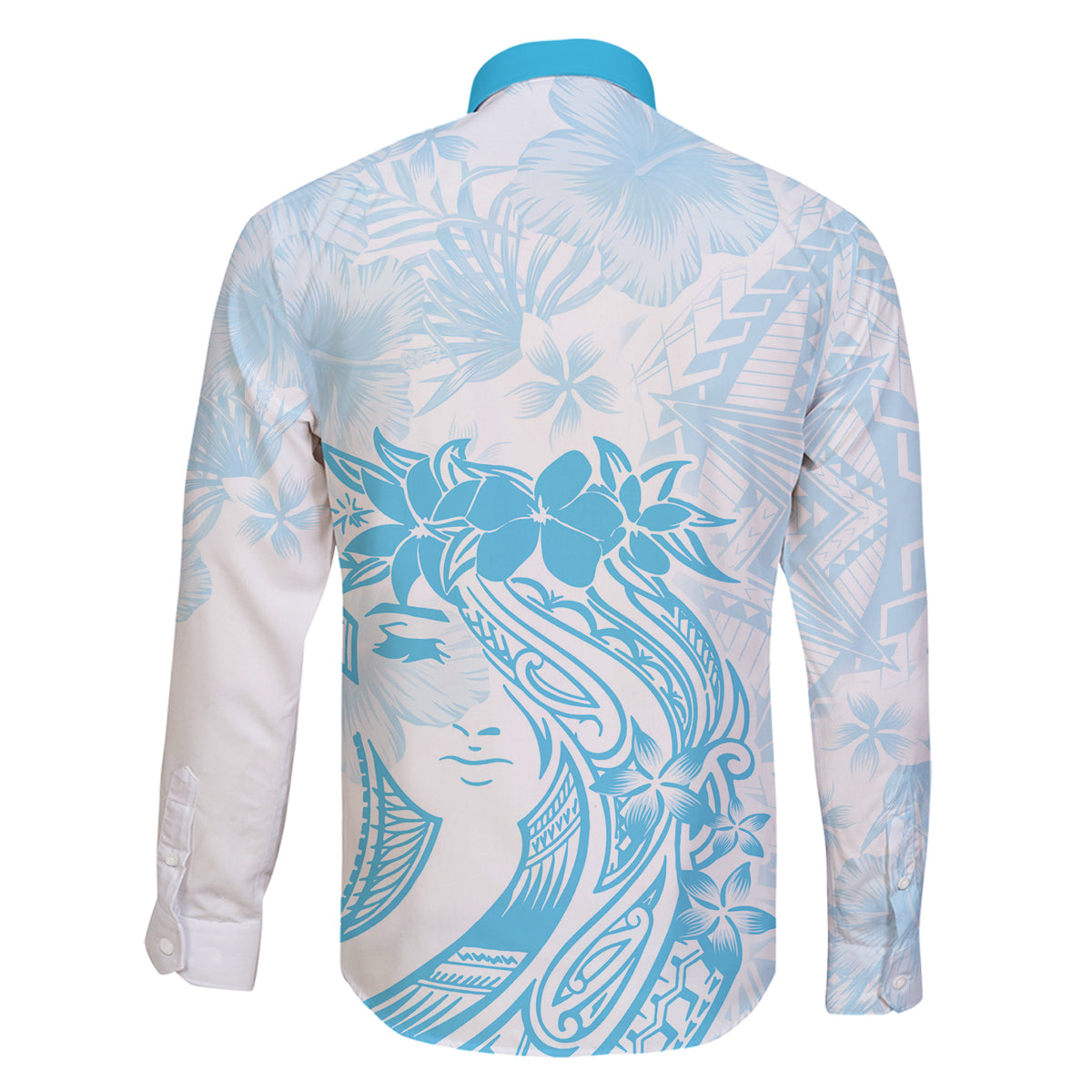 Polynesian Women's Day Family Matching Off Shoulder Long Sleeve Dress and Hawaiian Shirt Plumeria Passion - Turquoise LT7 - Polynesian Pride