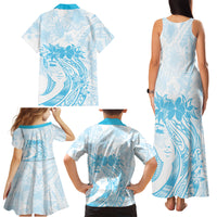 Polynesian Women's Day Family Matching Tank Maxi Dress and Hawaiian Shirt Plumeria Passion - Turquoise LT7 - Polynesian Pride