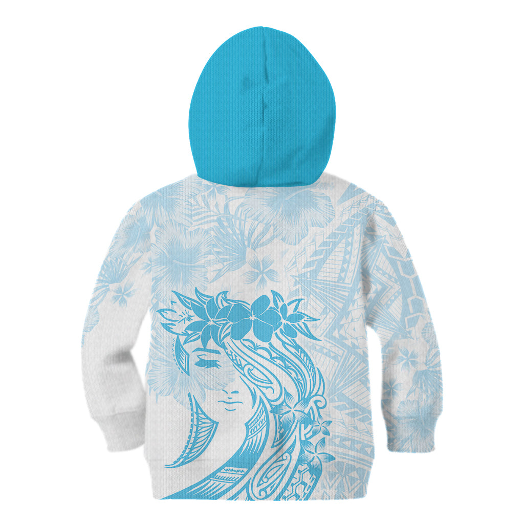 Polynesian Women's Day Kid Hoodie Plumeria Passion - Turquoise LT7 - Polynesian Pride