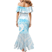 Polynesian Women's Day Mermaid Dress Plumeria Passion - Turquoise LT7 - Polynesian Pride
