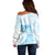 Polynesian Women's Day Off Shoulder Sweater Plumeria Passion - Turquoise LT7 - Polynesian Pride
