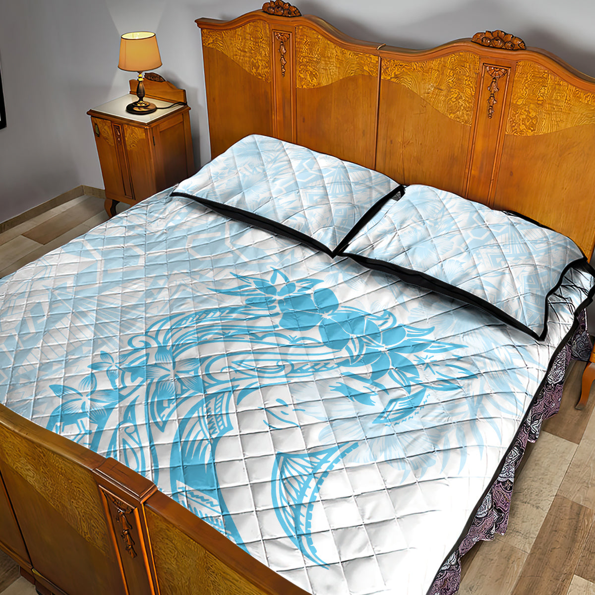 Polynesian Women's Day Quilt Bed Set Plumeria Passion - Turquoise LT7 - Polynesian Pride