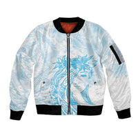 Polynesian Women's Day Sleeve Zip Bomber Jacket Plumeria Passion - Turquoise LT7 Unisex Turquoise - Polynesian Pride