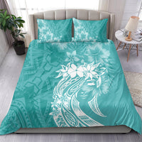 Polynesian Women's Day Bedding Set Plumeria Passion - Teal LT7 - Polynesian Pride