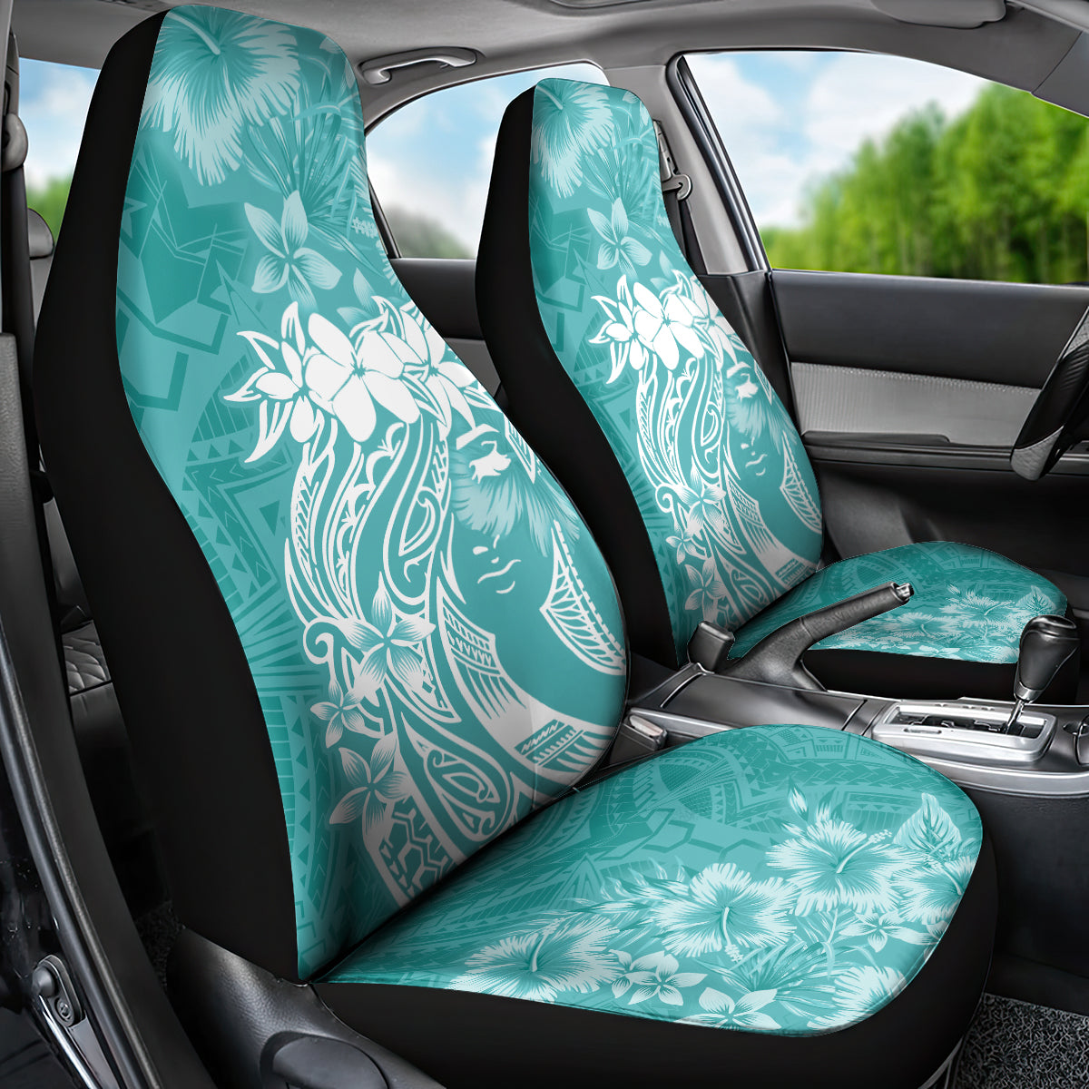 Polynesian Women's Day Car Seat Cover Plumeria Passion - Teal LT7 - Polynesian Pride