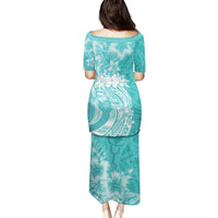Polynesian Women's Day Family Matching Puletasi and Hawaiian Shirt Plumeria Passion - Teal LT7 - Polynesian Pride