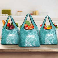 Polynesian Women's Day Grocery Bag Plumeria Passion - Teal