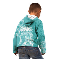 Polynesian Women's Day Kid Hoodie Plumeria Passion - Teal LT7 - Polynesian Pride