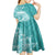 Polynesian Women's Day Kid Short Sleeve Dress Plumeria Passion - Teal LT7 - Polynesian Pride
