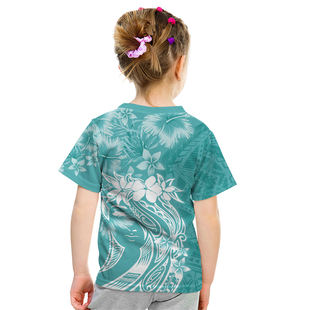 Polynesian Women's Day Kid T Shirt Plumeria Passion - Teal LT7 - Polynesian Pride