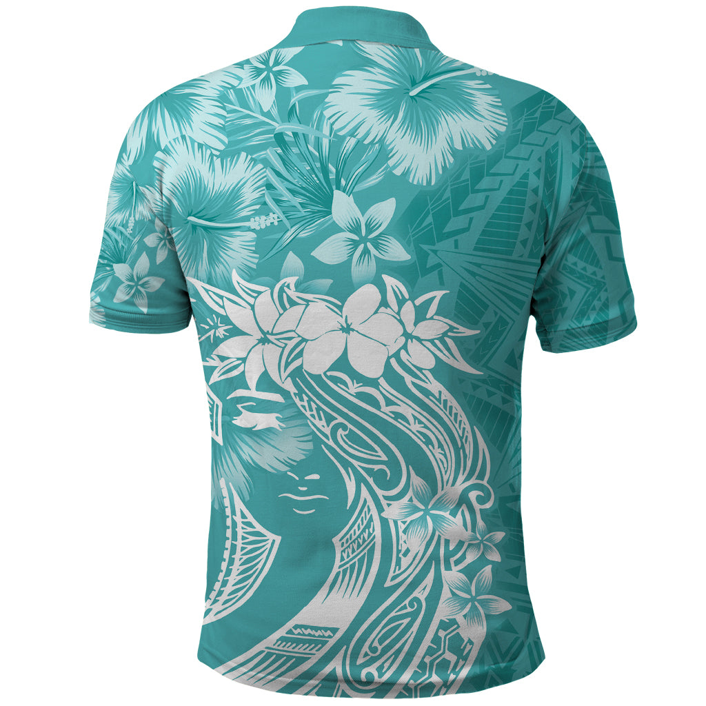 Polynesian Women's Day Polo Shirt Plumeria Passion - Teal LT7 - Polynesian Pride