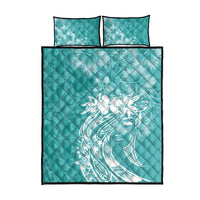 Polynesian Women's Day Quilt Bed Set Plumeria Passion - Teal LT7 - Polynesian Pride