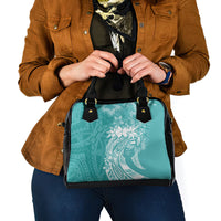 Polynesian Women's Day Shoulder Handbag Plumeria Passion - Teal LT7 - Polynesian Pride
