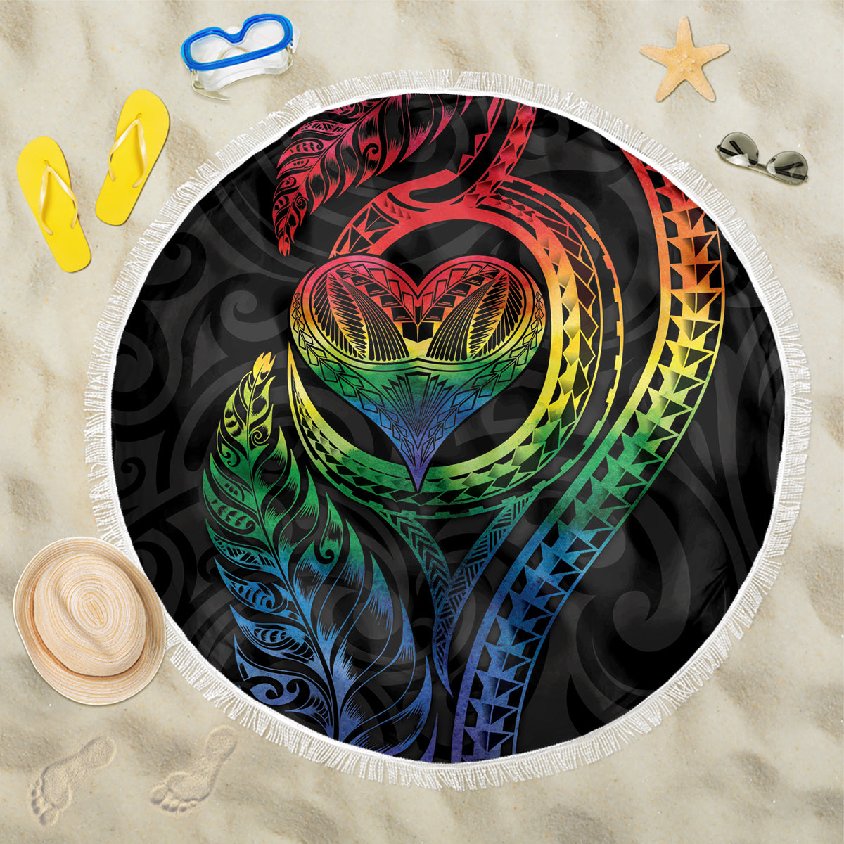 New Zealand Pride Beach Blanket Takatapui Rainbow Fern