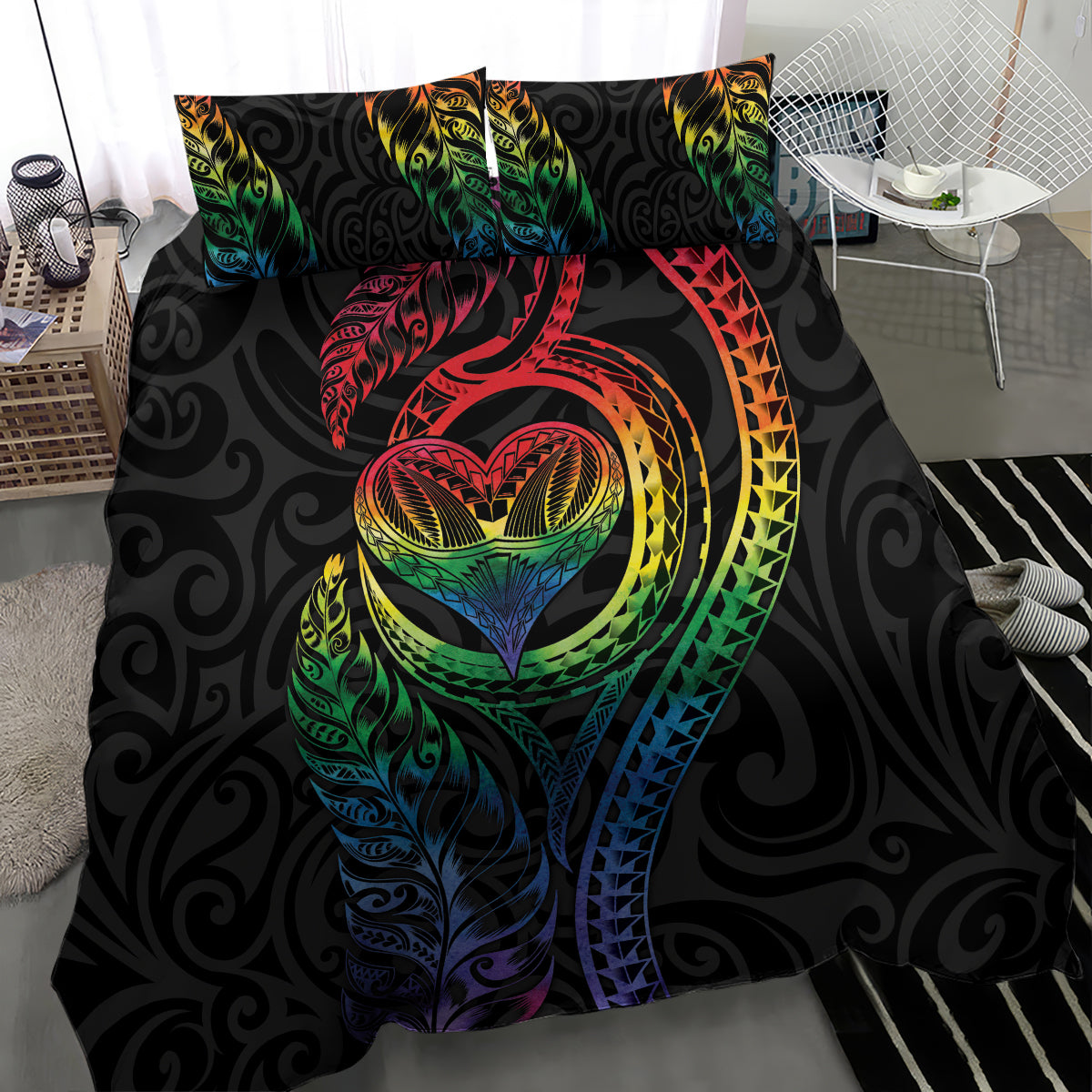 New Zealand Pride Bedding Set Takatapui Rainbow Fern LT7 - Polynesian Pride
