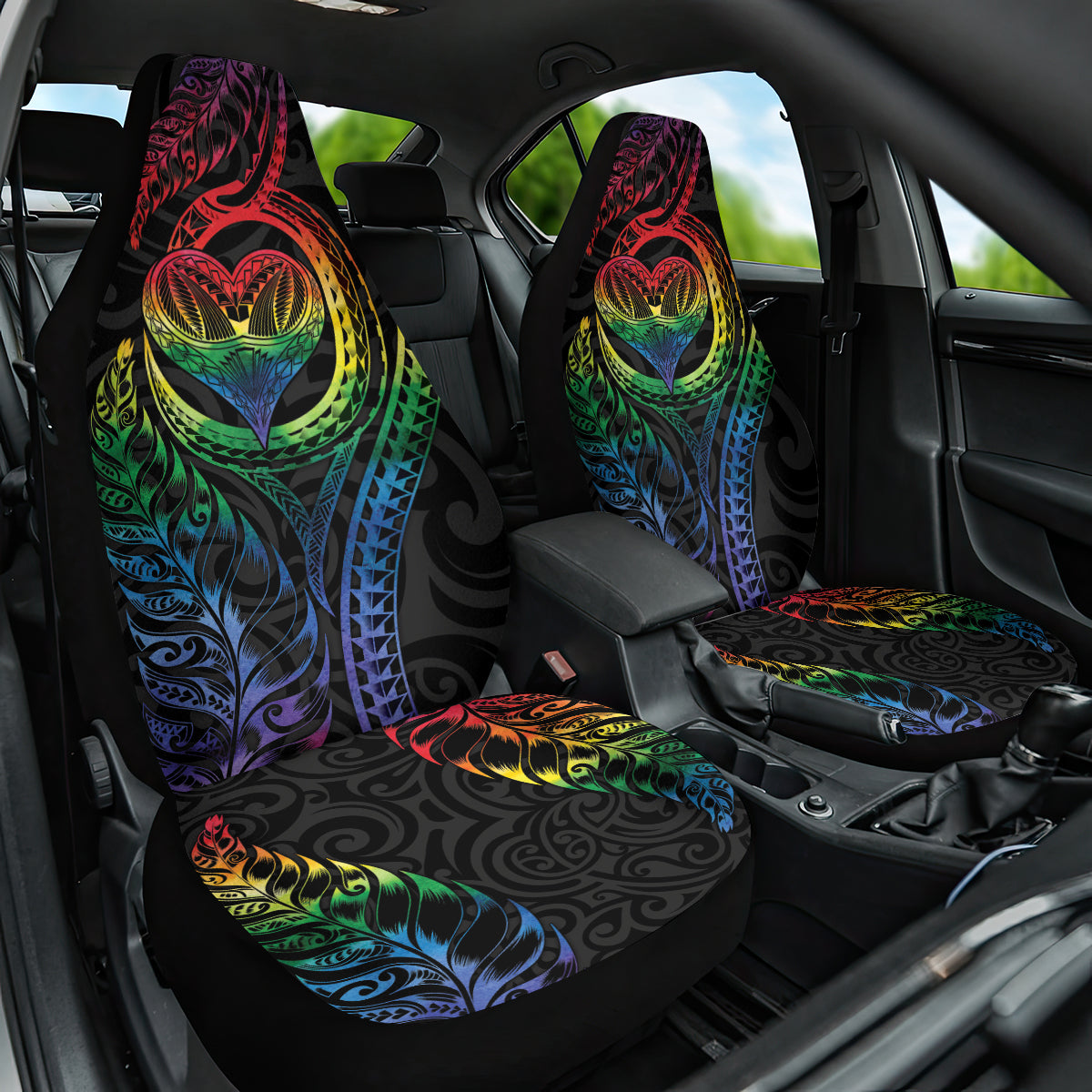 New Zealand Pride Car Seat Cover Takatapui Rainbow Fern
