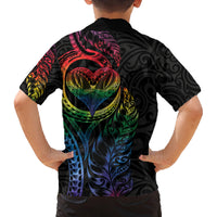 New Zealand Pride Family Matching Long Sleeve Bodycon Dress and Hawaiian Shirt Takatapui Rainbow Fern LT7 - Polynesian Pride