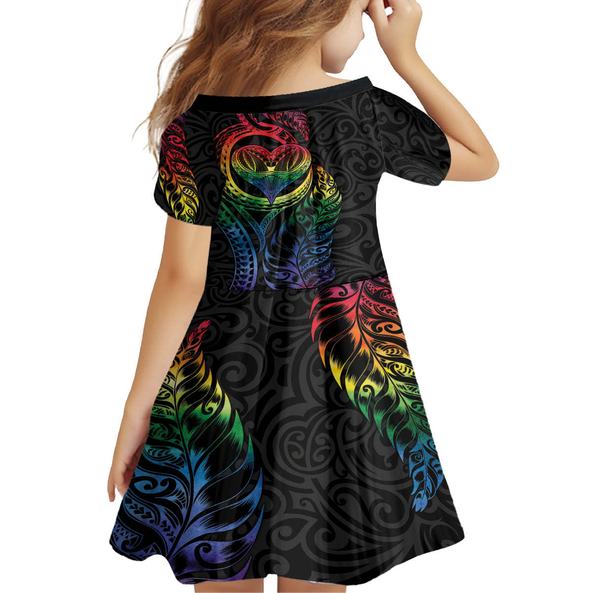 New Zealand Pride Family Matching Long Sleeve Bodycon Dress and Hawaiian Shirt Takatapui Rainbow Fern LT7 - Polynesian Pride