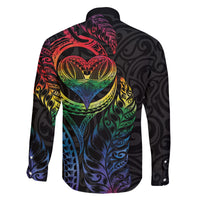 New Zealand Pride Family Matching Long Sleeve Bodycon Dress and Hawaiian Shirt Takatapui Rainbow Fern LT7 - Polynesian Pride