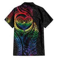 New Zealand Pride Family Matching Short Sleeve Bodycon Dress and Hawaiian Shirt Takatapui Rainbow Fern LT7 - Polynesian Pride