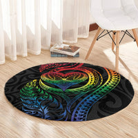 New Zealand Pride Round Carpet Takatapui Rainbow Fern