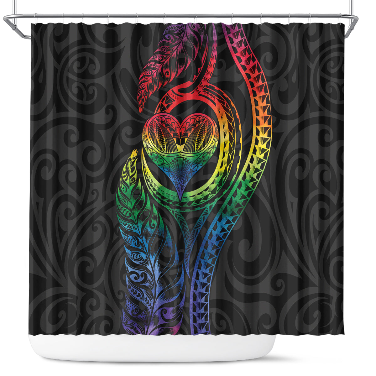 New Zealand Pride Shower Curtain Takatapui Rainbow Fern LT7 Colorful - Polynesian Pride