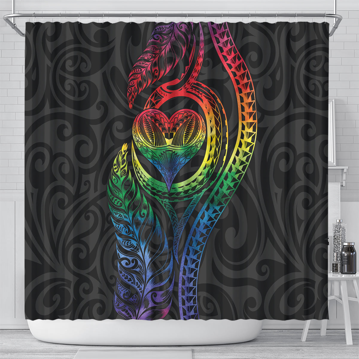 New Zealand Pride Shower Curtain Takatapui Rainbow Fern