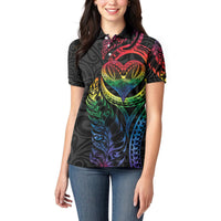 New Zealand Pride Women Polo Shirt Takatapui Rainbow Fern