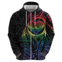 New Zealand Pride Zip Hoodie Takatapui Rainbow Fern