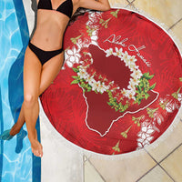 Hawaii Island Flowers Lei Beach Blanket Ohia Lehua Scarlet Red LT7 - Polynesian Pride