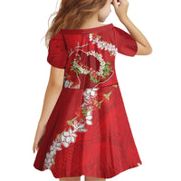 Hawaii Island Flowers Lei Family Matching Mermaid Dress and Hawaiian Shirt Ohia Lehua Scarlet Red