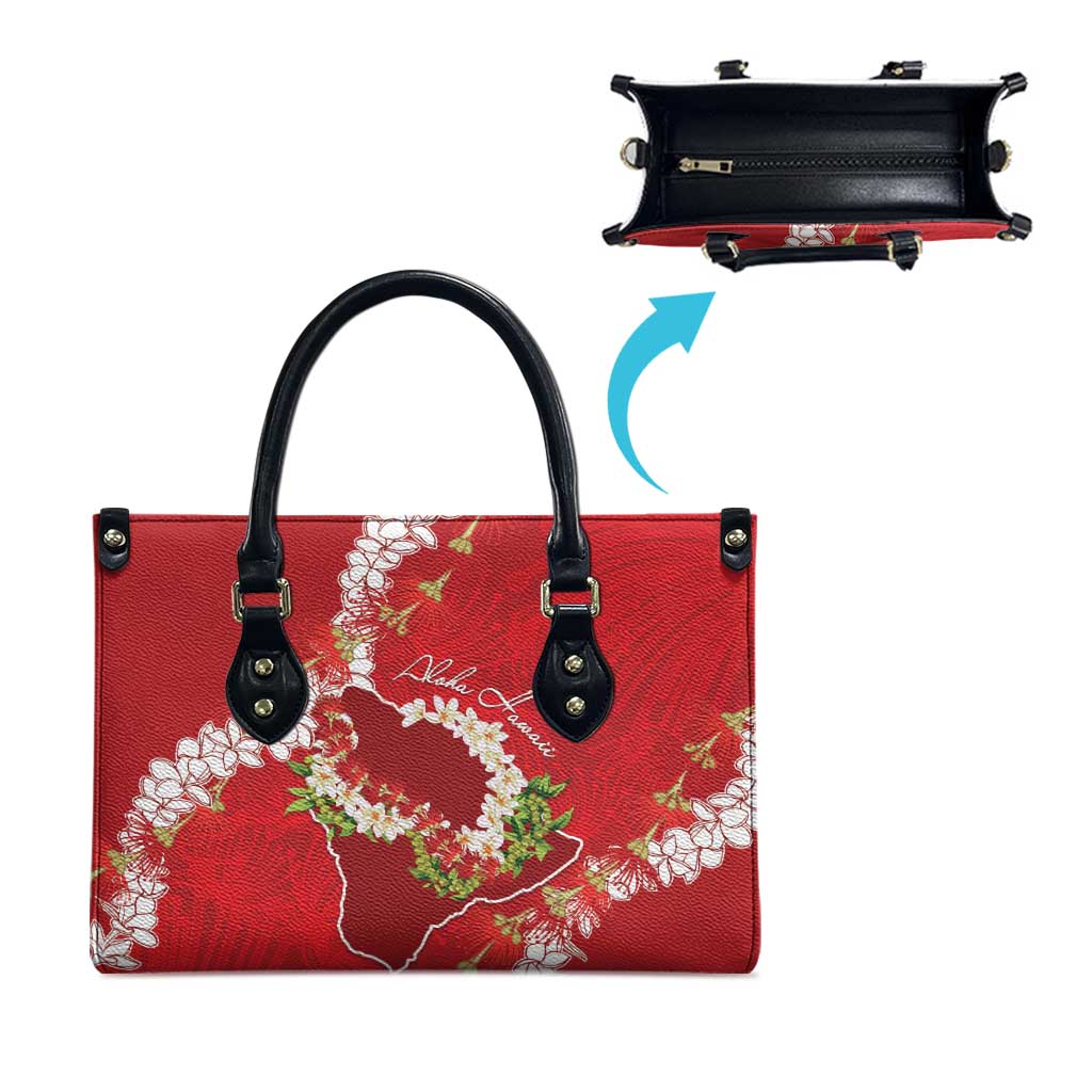 Hawaii Island Flowers Lei Leather Bag Ohia Lehua Scarlet Red LT7 - Polynesian Pride
