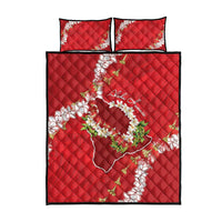 Hawaii Island Flowers Lei Quilt Bed Set Ohia Lehua Scarlet Red LT7 - Polynesian Pride