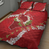 Hawaii Island Flowers Lei Quilt Bed Set Ohia Lehua Scarlet Red LT7 - Polynesian Pride