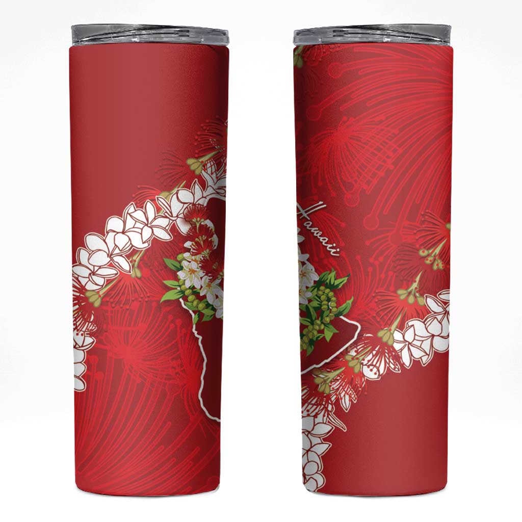 Hawaii Island Flowers Lei Skinny Tumbler Ohia Lehua Scarlet Red
